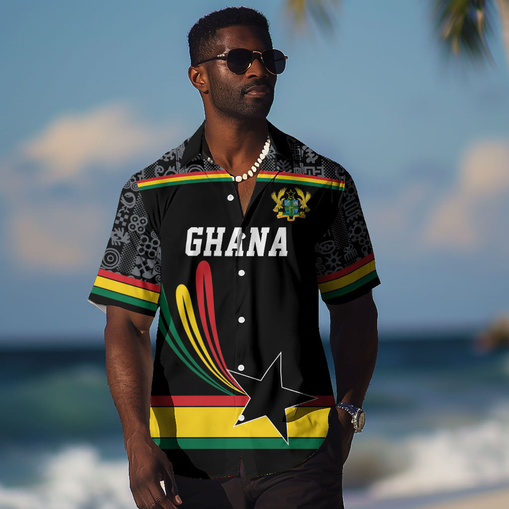 Custom World Football 2026 Ghana Hawaiian Shirt Black Star Adinkra Heritage Black Version