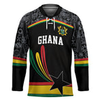 Custom World Football 2026 Ghana Hockey Jersey Black Star Adinkra Heritage Black Version