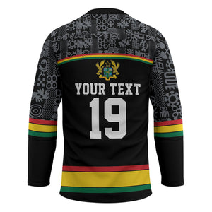 Custom World Football 2026 Ghana Hockey Jersey Black Star Adinkra Heritage Black Version