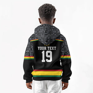 Custom World Football 2026 Ghana Kid Hoodie Black Star Adinkra Heritage Black Version