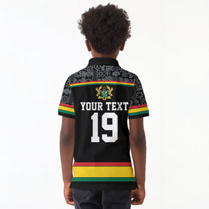 Custom World Football 2026 Ghana Kid Polo Shirt Black Star Adinkra Heritage Black Version