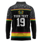 Custom World Football 2026 Ghana Long Sleeve Polo Shirt Black Star Adinkra Heritage Black Version