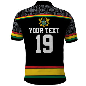 Custom World Football 2026 Ghana Polo Shirt Black Star Adinkra Heritage Black Version