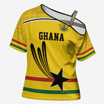 Custom World Football 2026 Ghana Cross Shoulder Shirt Black Star Adinkra Heritage Yellow Version