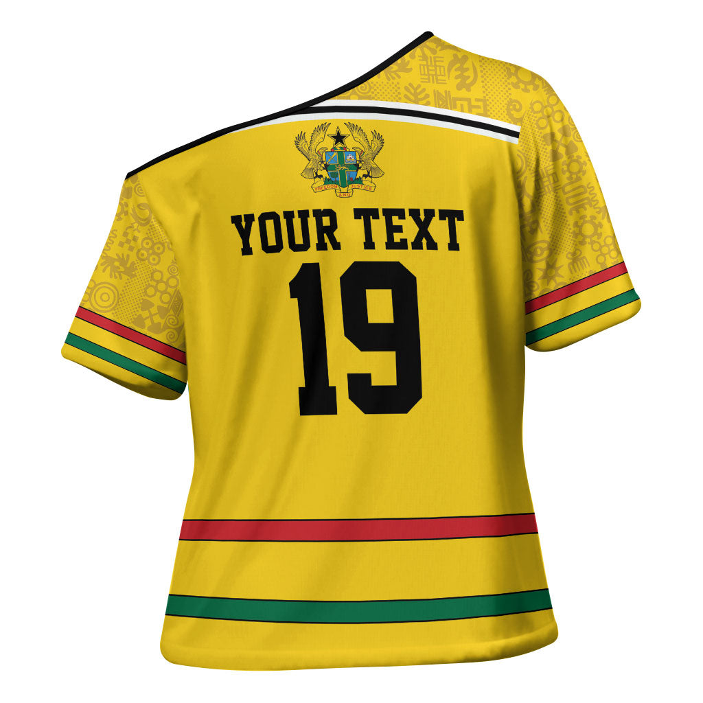 Custom World Football 2026 Ghana Cross Shoulder Shirt Black Star Adinkra Heritage Yellow Version