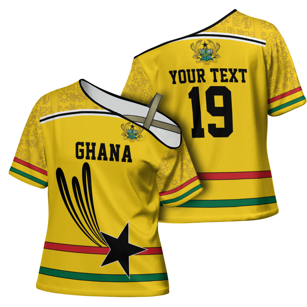 Custom World Football 2026 Ghana Cross Shoulder Shirt Black Star Adinkra Heritage Yellow Version
