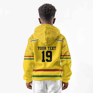 Custom World Football 2026 Ghana Kid Hoodie Black Star Adinkra Heritage Yellow Version