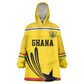 Custom World Football 2026 Ghana Kid Wearable Blanket Hoodie Black Star Adinkra Heritage Yellow Version