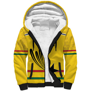 Custom World Football 2026 Ghana Sherpa Hoodie Black Star Adinkra Heritage Yellow Version