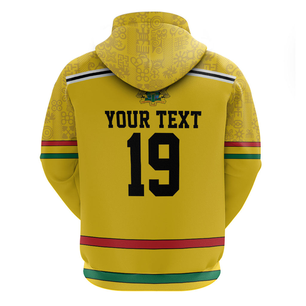 Custom World Football 2026 Ghana Zip Hoodie Black Star Adinkra Heritage Yellow Version