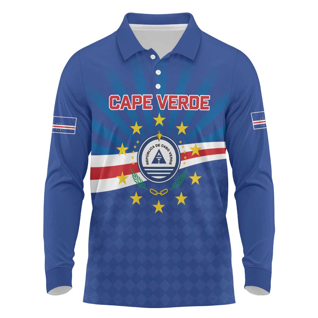 Cape Verde Football 2026 Long Sleeve Polo Shirt Historic First World Cup Appearance - African Pride