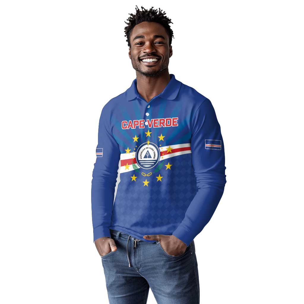 Cape Verde Football 2026 Long Sleeve Polo Shirt Historic First World Cup Appearance - African Pride
