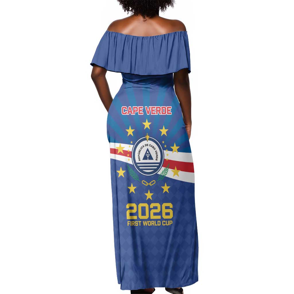 Cape Verde Football 2026 Off Shoulder Maxi Dress Historic First World Cup Appearance - African Pride
