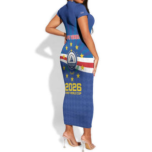 Cape Verde Football 2026 Short Sleeve Bodycon Dress Historic First World Cup Appearance - African Pride