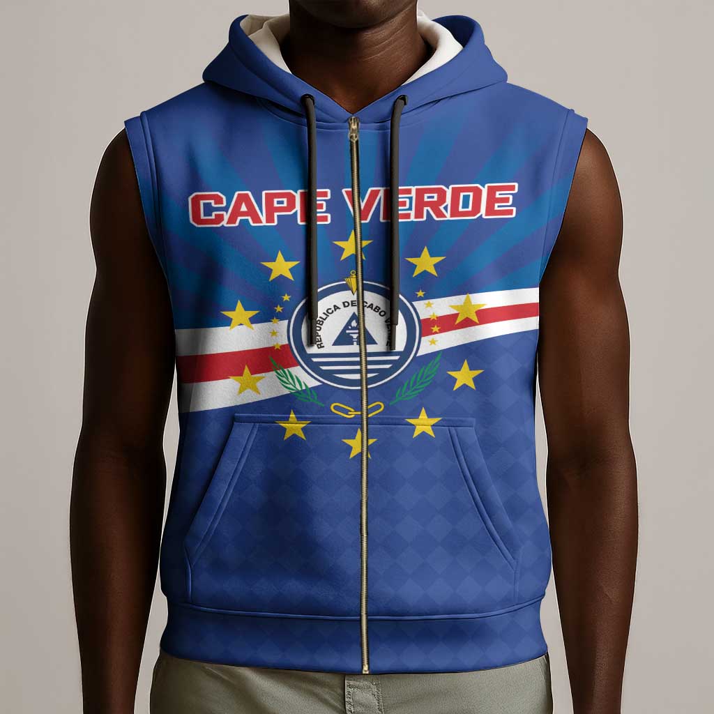 Cape Verde Football 2026 Sleeveless Zip Hoodie Historic First World Cup Appearance - African Pride