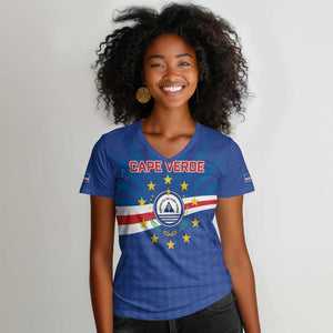 Cape Verde Football 2026 Women V-Neck T-Shirt Historic First World Cup Appearance - African Pride