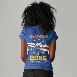 Cape Verde Football 2026 Women V-Neck T-Shirt Historic First World Cup Appearance - African Pride