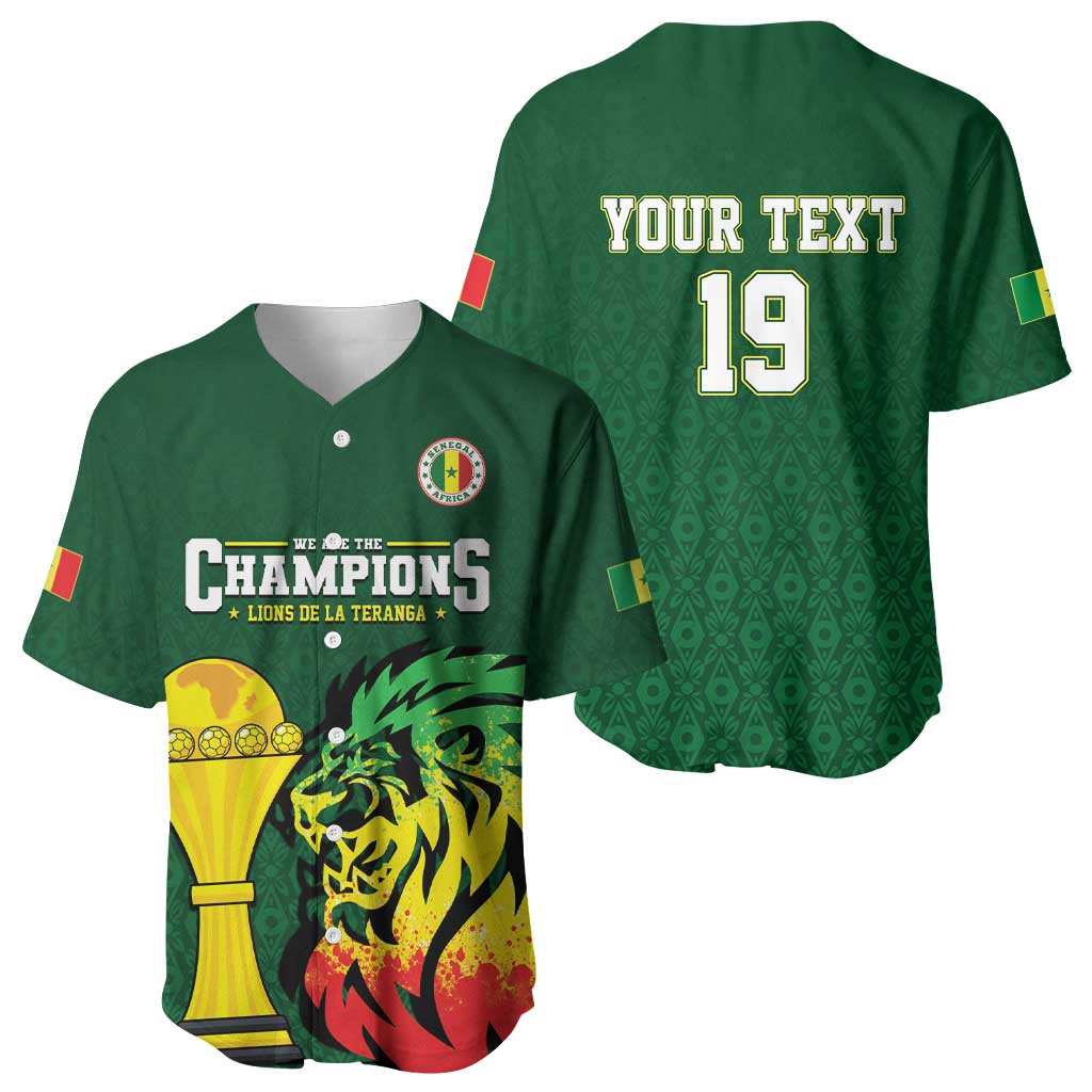 Senegal Football Champions Custom Baseball Jersey Lions of Teranga Rise