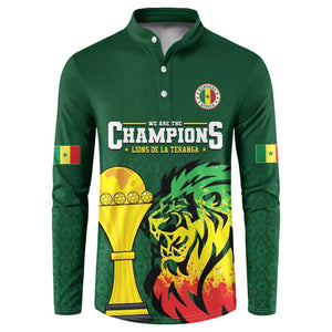 Senegal Football Champions Custom Button Sweatshirt Lions of Teranga Rise