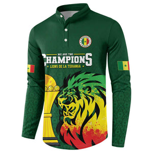 Senegal Football Champions Custom Button Sweatshirt Lions of Teranga Rise