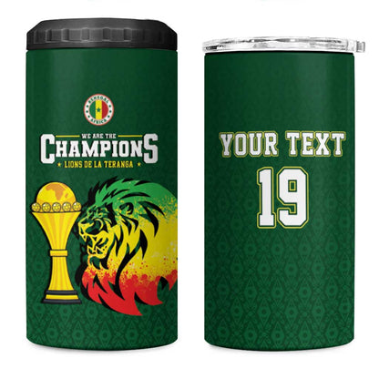Senegal Football Champions Custom 4 in 1 Can Cooler Tumbler Lions of Teranga Rise