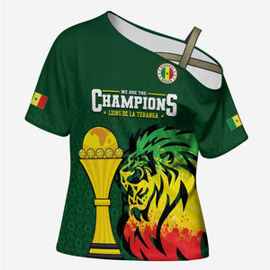 Senegal Football Champions Custom Cross Shoulder Shirt Lions of Teranga Rise