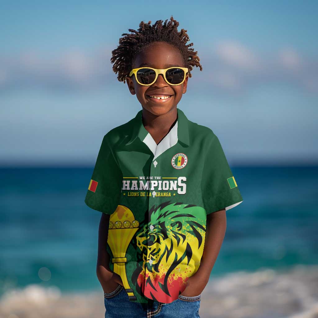 Senegal Football Champions Custom Kid Hawaiian Shirt Lions of Teranga Rise