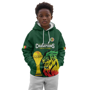 Senegal Football Champions Custom Kid Hoodie Lions of Teranga Rise