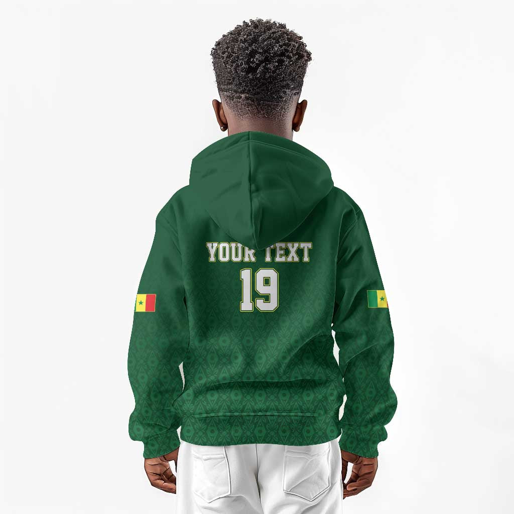 Senegal Football Champions Custom Kid Hoodie Lions of Teranga Rise