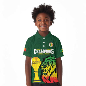 Senegal Football Champions Custom Kid Polo Shirt Lions of Teranga Rise
