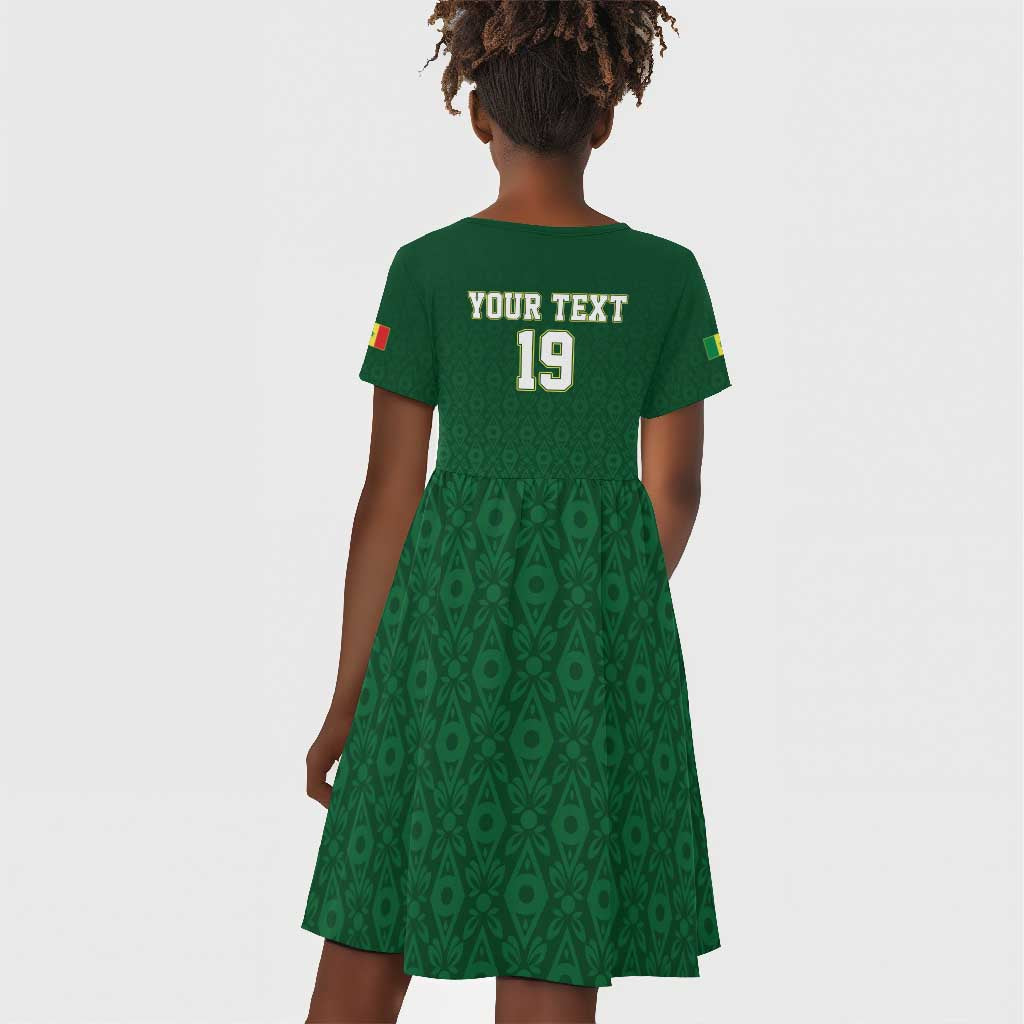Senegal Football Champions Custom Kid Short Sleeve Dress Lions of Teranga Rise