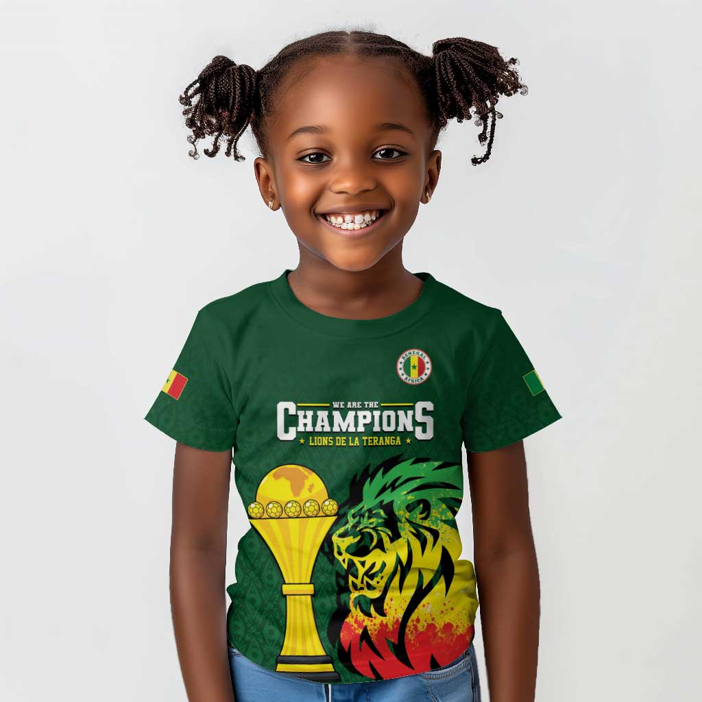 Senegal Football Champions Custom Kid T shirt Lions of Teranga Rise
