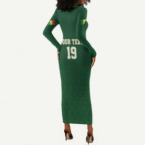 Senegal Football Champions Custom Long Sleeve Bodycon Dress Lions of Teranga Rise