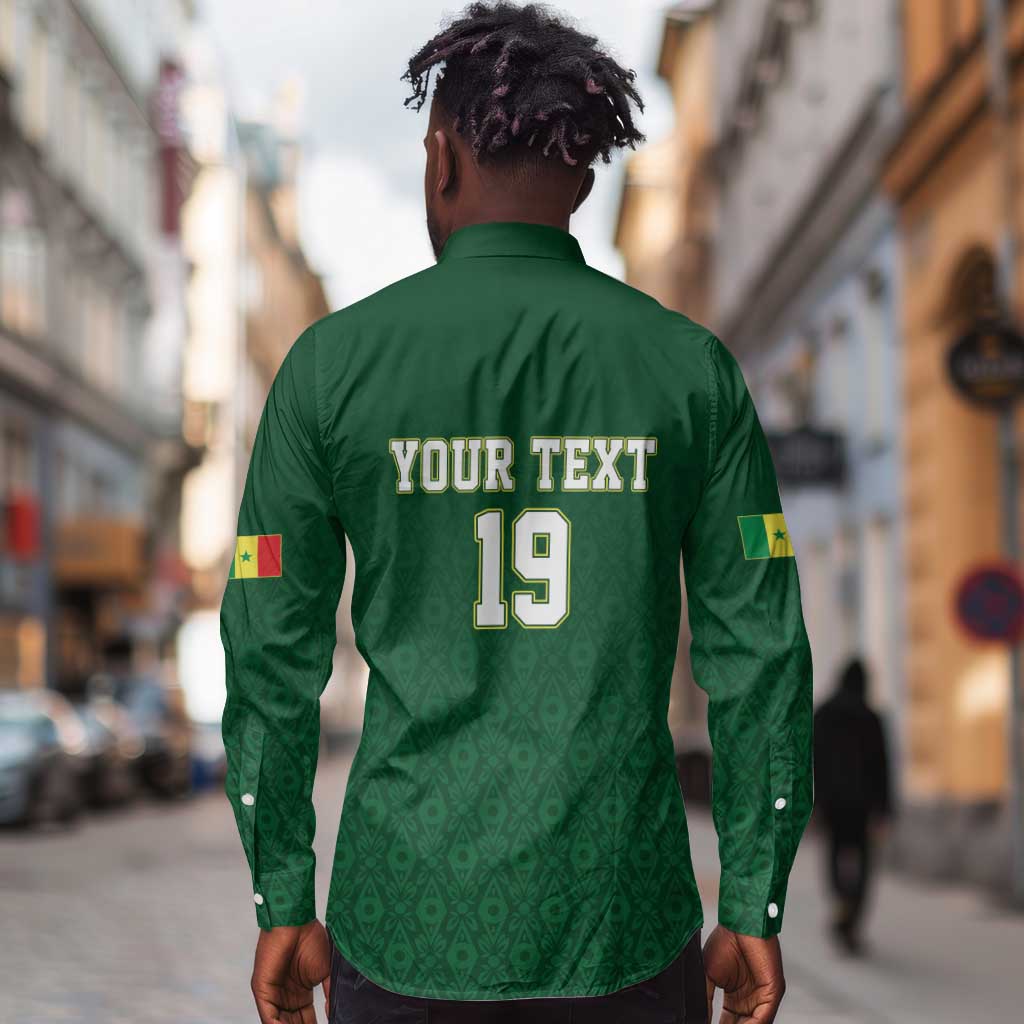 Senegal Football Champions Custom Long Sleeve Button Shirt Lions of Teranga Rise