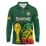Senegal Football Champions Custom Long Sleeve Polo Shirt Lions of Teranga Rise