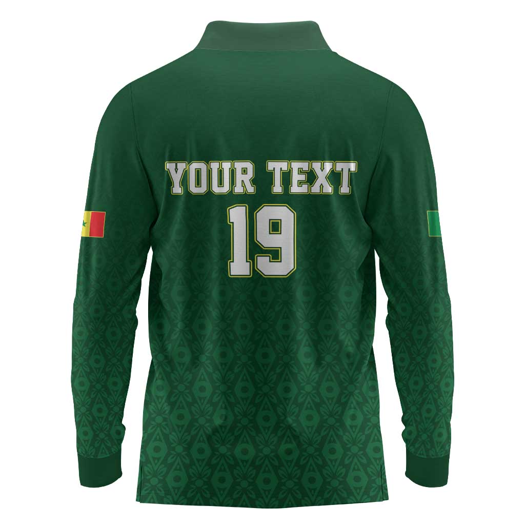 Senegal Football Champions Custom Long Sleeve Polo Shirt Lions of Teranga Rise