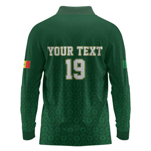 Senegal Football Champions Custom Long Sleeve Polo Shirt Lions of Teranga Rise