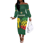 Senegal Football Champions Custom Off The Shoulder Long Sleeve Dress Lions of Teranga Rise
