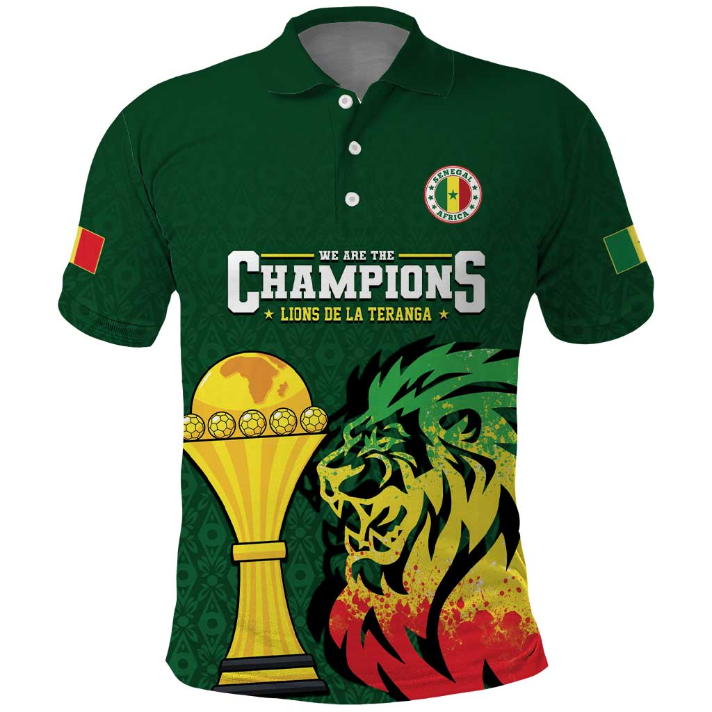 Senegal Football Champions Custom Polo Shirt Lions of Teranga Rise