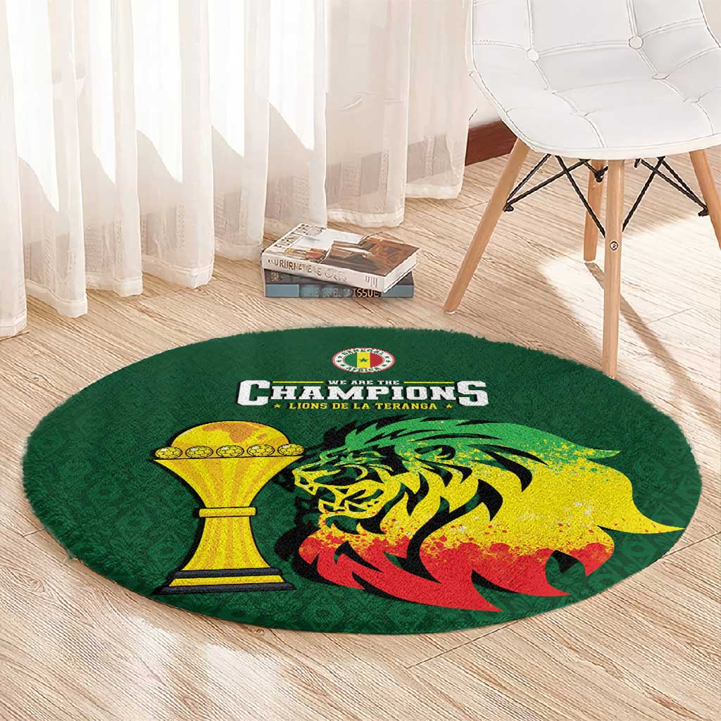 Senegal Football Champions Round Carpet Lions of Teranga Rise