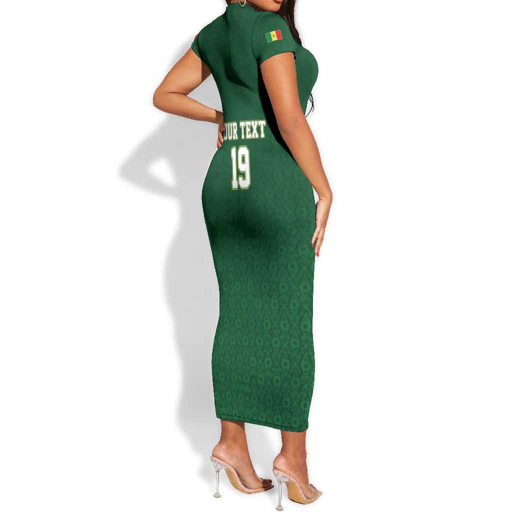 Senegal Football Champions Custom Short Sleeve Bodycon Dress Lions of Teranga Rise