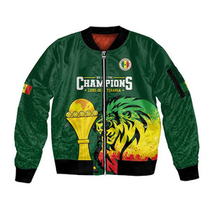 Senegal Football Champions Custom Sleeve Zip Bomber Jacket Lions of Teranga Rise