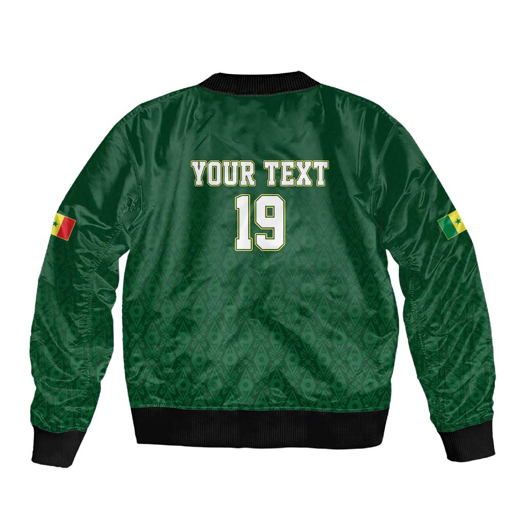 Senegal Football Champions Custom Sleeve Zip Bomber Jacket Lions of Teranga Rise