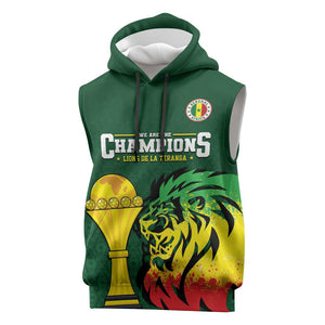 Senegal Football Champions Custom Sleeveless Hoodie Lions of Teranga Rise