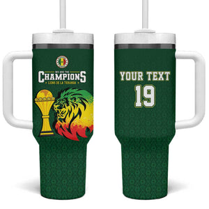 Senegal Football Champions Custom Tumbler With Handle Lions of Teranga Rise