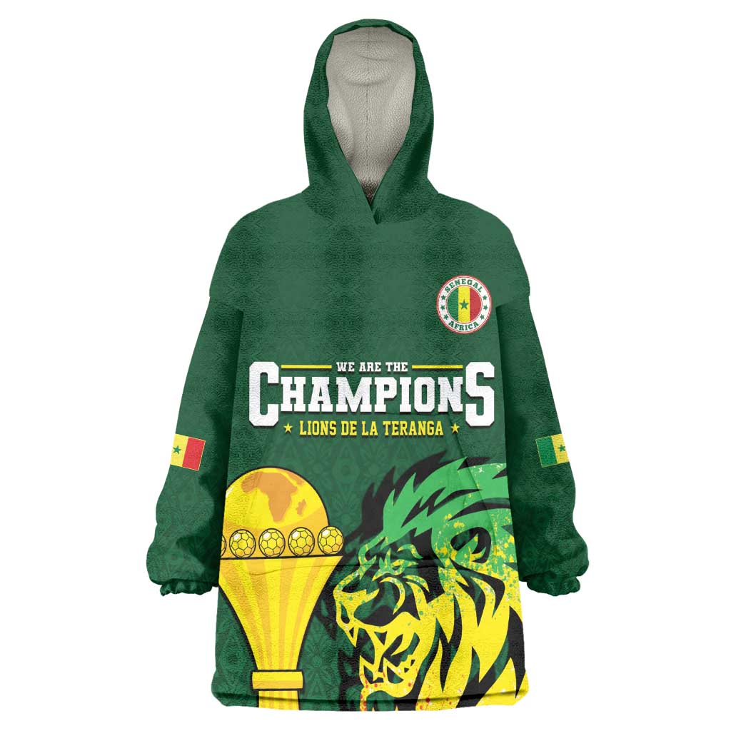Senegal Football Champions Custom Wearable Blanket Hoodie Lions of Teranga Rise