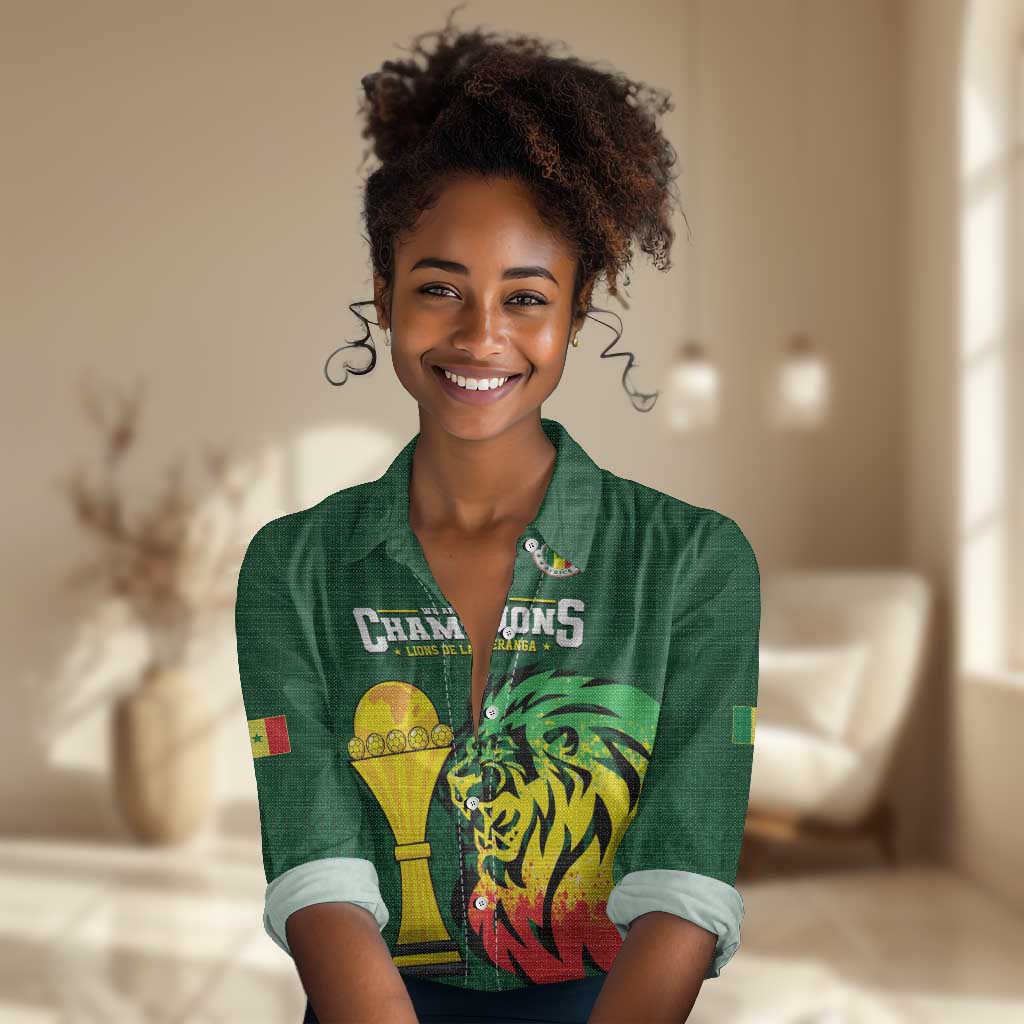 Senegal Football Champions Custom Women Casual Shirt Lions of Teranga Rise