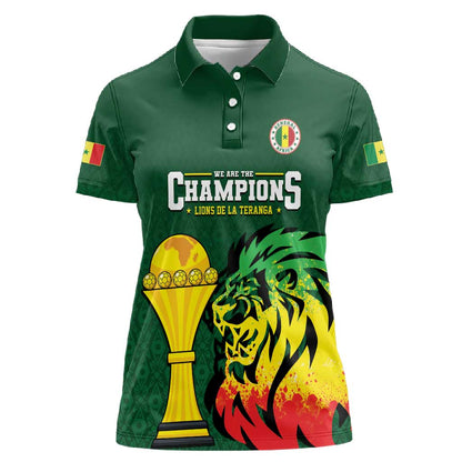 Senegal Football Champions Custom Women Polo Shirt Lions of Teranga Rise