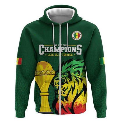 Senegal Football Champions Custom Zip Hoodie Lions of Teranga Rise