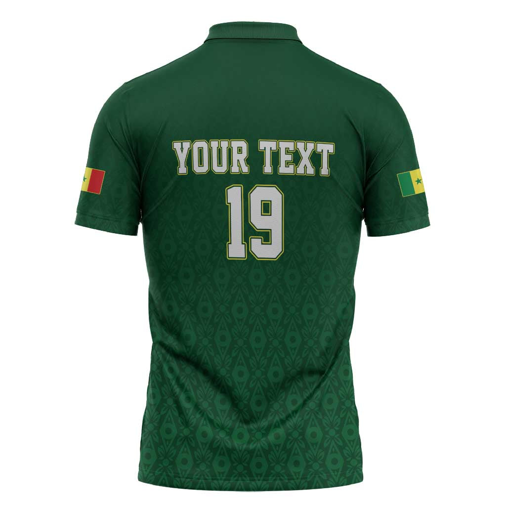 Senegal Football Champions Custom Zipper Polo Shirt Lions of Teranga Rise